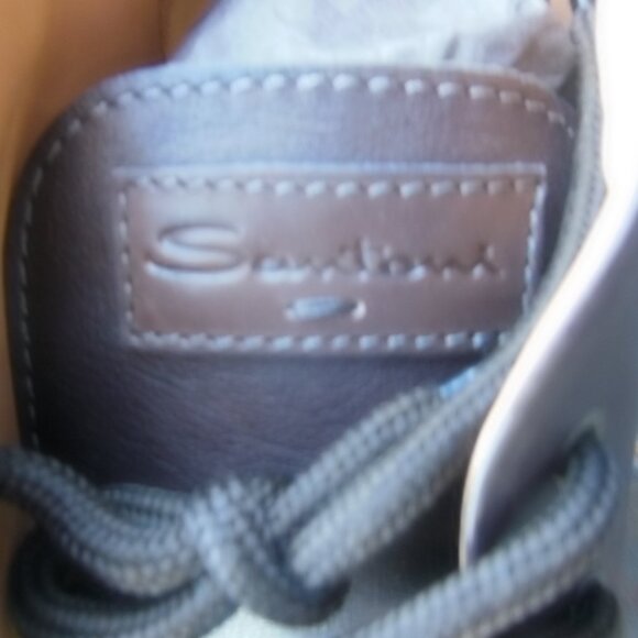 New Authentic Santoni High Top Luxury Leather Shoes Brown Italy UK 11 US 12 - Picture 8 of 16